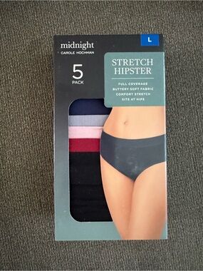 midnight Stretch Hipster 5-Pack - Black, Burgundy, Pink, Lavender, Navy (L)